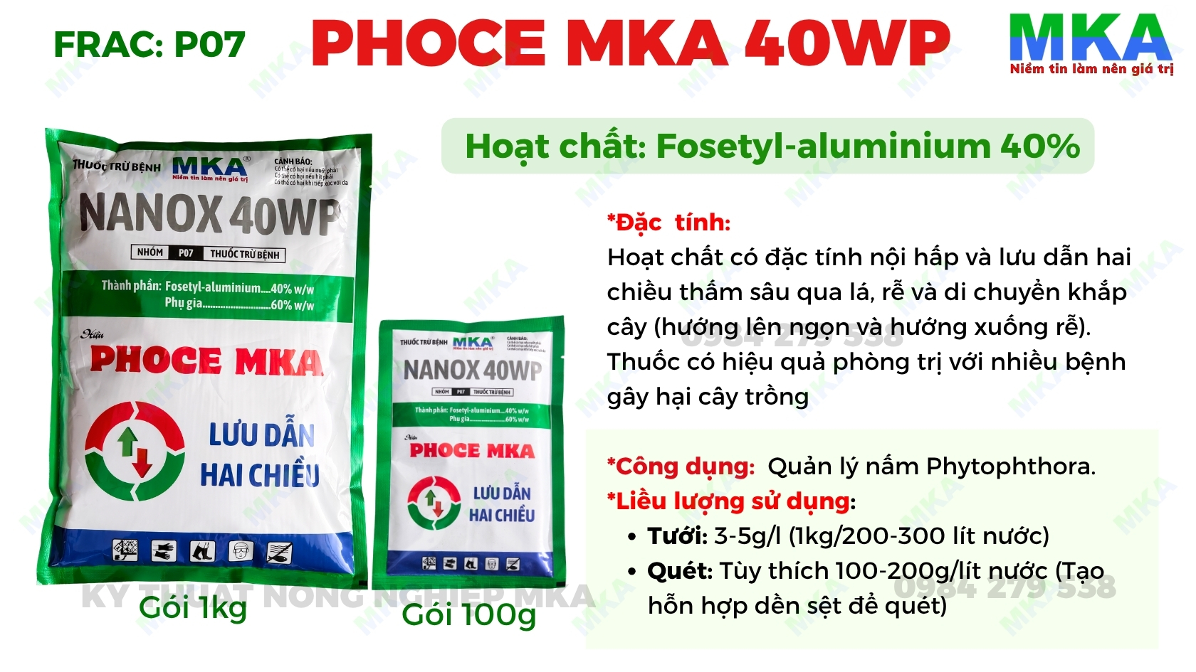 NANOX 40WP hiệu Phoce MKA hoạt chất Fosetyl Aluminium 40%